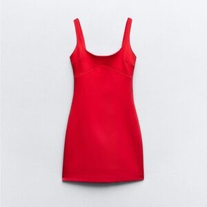 RED TAILORED MINI DRESS